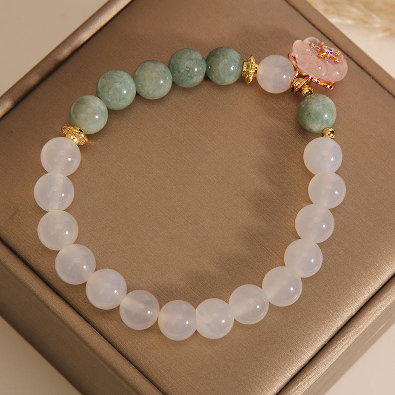 Bracelet de protection porte-bonheur en agate blanche et jade avec pierres de Buddha Stones
