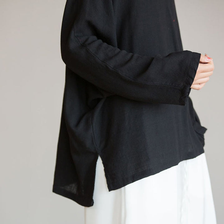 Chemisier à col en V avec Buddha Stones pour femme, haut à manches longues, vêtements de style Hanfu chinois - image 17