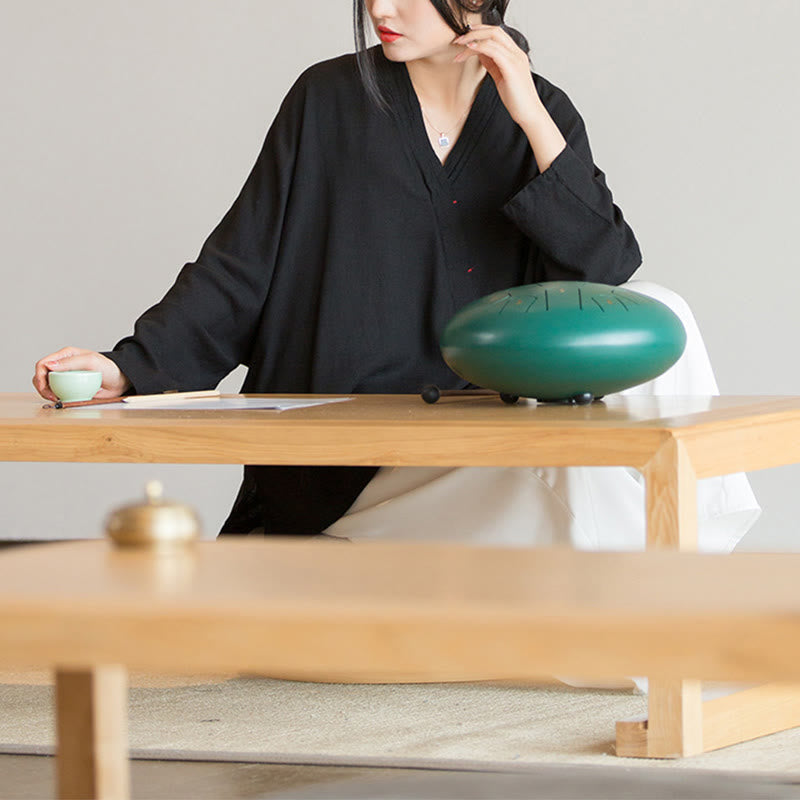 Chemisier à col en V avec Buddha Stones pour femme, haut à manches longues, vêtements de style Hanfu chinois - image 20