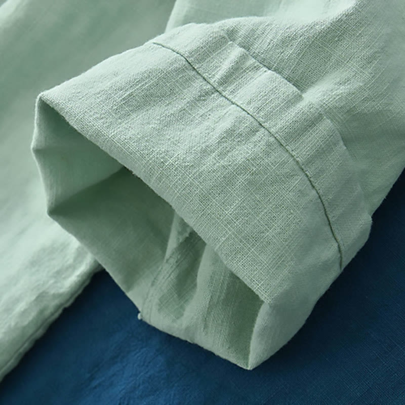 Chemisier ample en lin ramie avec Buddha Stones pour femme, chemise à manches longues, haut Hanfu chinois - image 8