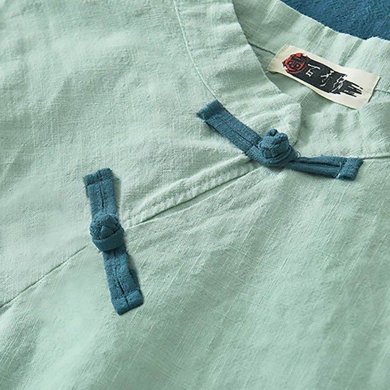 Chemisier ample en lin ramie avec Buddha Stones pour femme, chemise à manches longues, haut Hanfu chinois - image 5