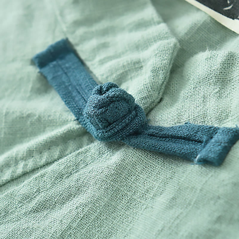 Chemisier ample en lin ramie avec Buddha Stones pour femme, chemise à manches longues, haut Hanfu chinois - image 6