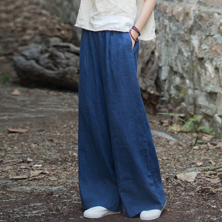 Pantalon large rétro Buddha Stones Pantalon de yoga décontracté pour femme avec poches
