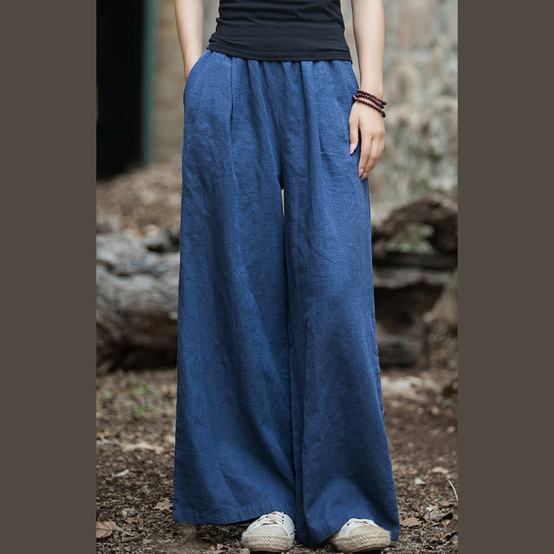 Pantalon large rétro Buddha Stones Pantalon de yoga décontracté pour femme avec poches