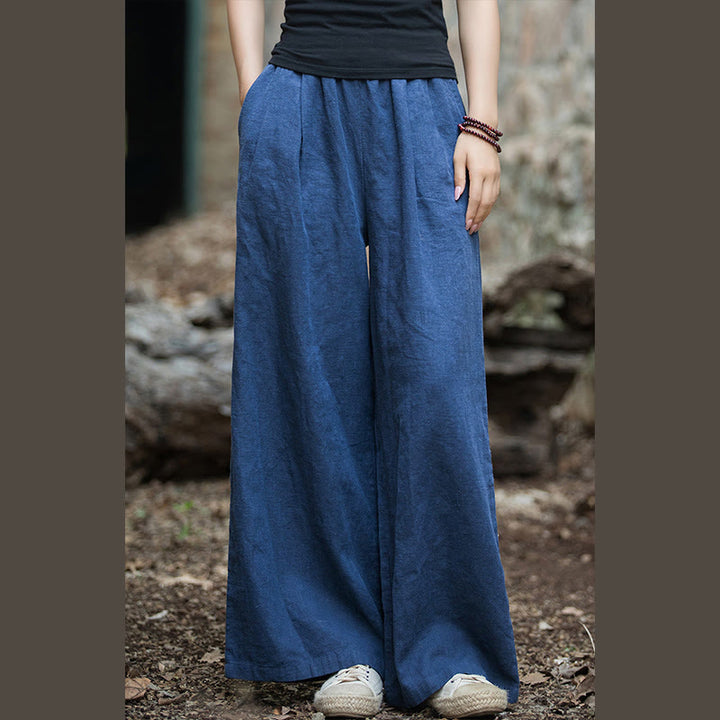Pantalon large rétro Buddha Stones Pantalon de yoga décontracté pour femme avec poches