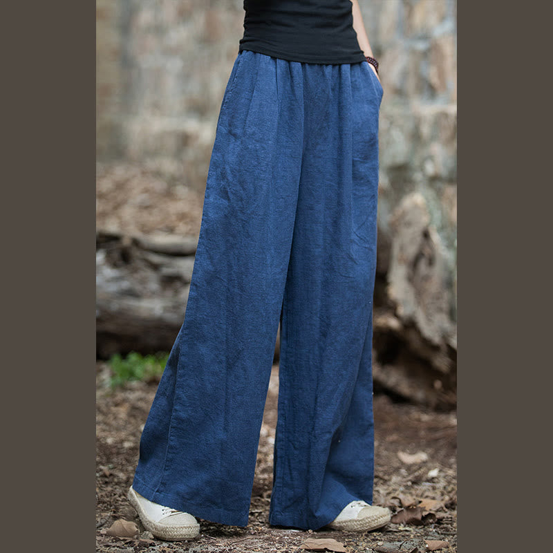 Pantalon large rétro Buddha Stones Pantalon de yoga décontracté pour femme avec poches
