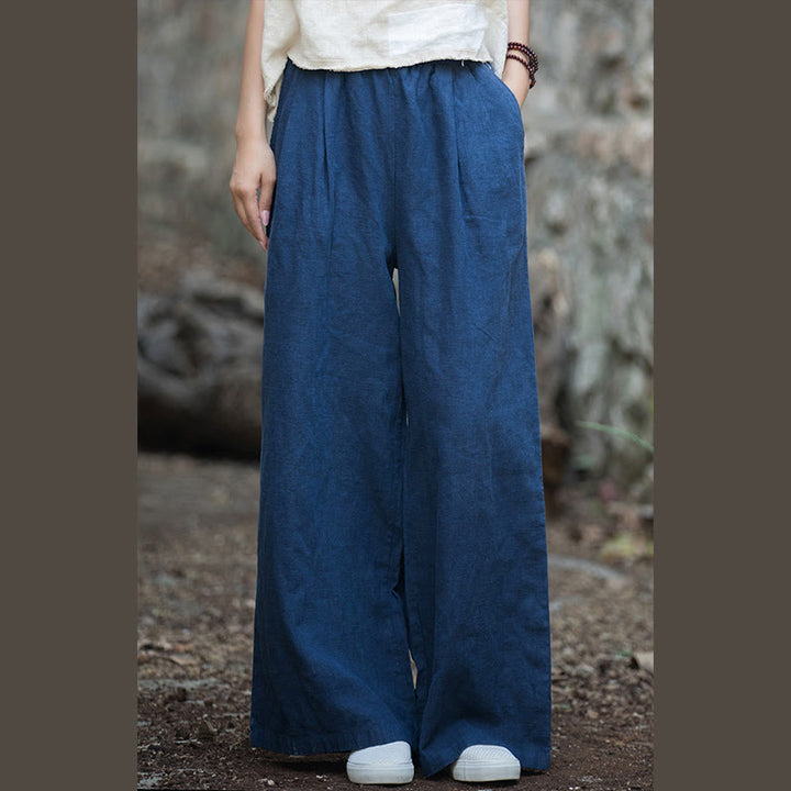 Pantalon large rétro Buddha Stones Pantalon de yoga décontracté pour femme avec poches