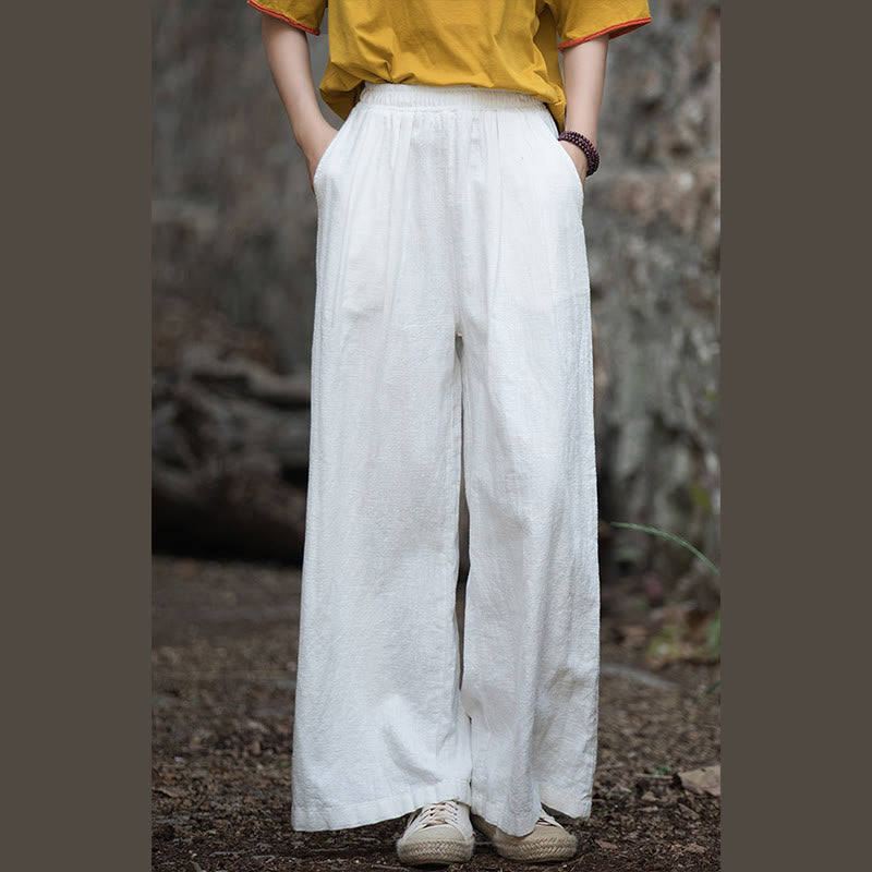 Pantalon large rétro Buddha Stones Pantalon de yoga décontracté pour femme avec poches