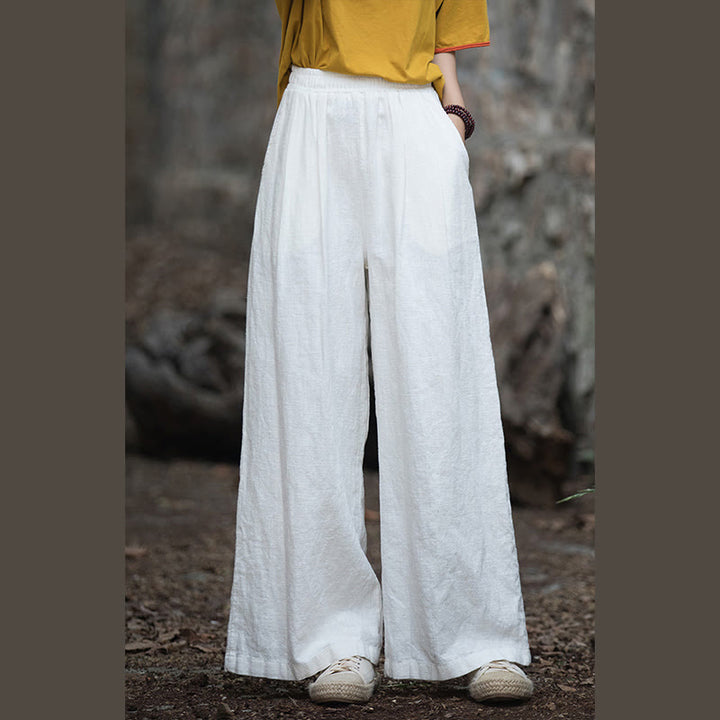 Pantalon large rétro Buddha Stones Pantalon de yoga décontracté pour femme avec poches