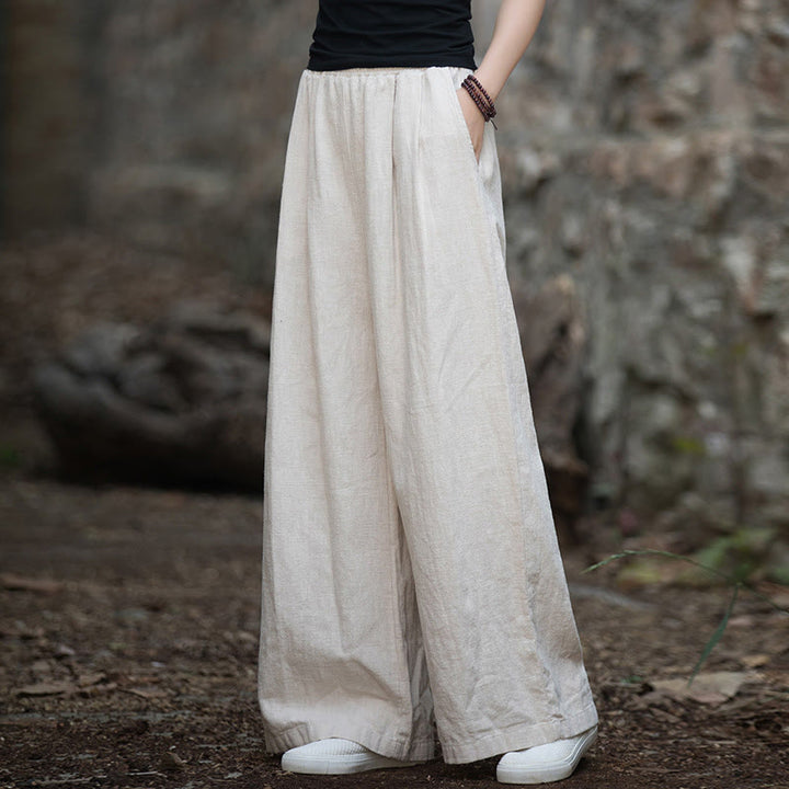 Pantalon large rétro Buddha Stones Pantalon de yoga décontracté pour femme avec poches