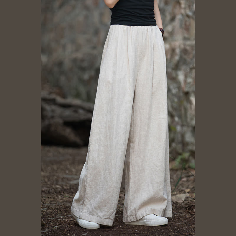 Pantalon large rétro Buddha Stones Pantalon de yoga décontracté pour femme avec poches