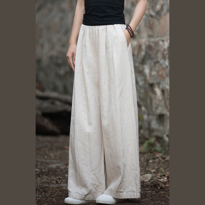 Pantalon large rétro Buddha Stones Pantalon de yoga décontracté pour femme avec poches