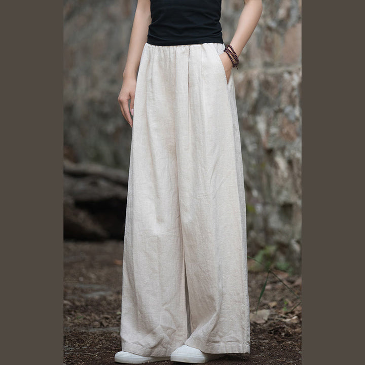 Pantalon large rétro Buddha Stones Pantalon de yoga décontracté pour femme avec poches