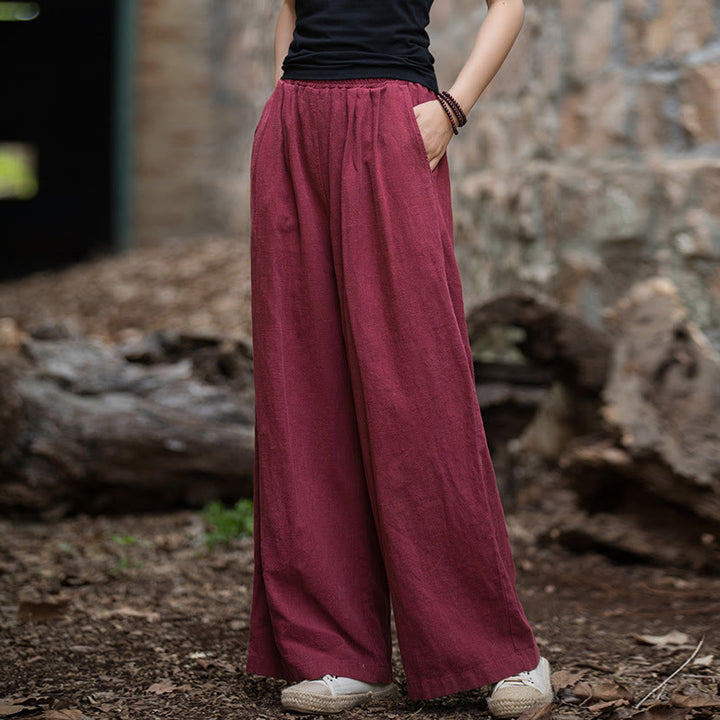 Pantalon large rétro Buddha Stones Pantalon de yoga décontracté pour femme avec poches