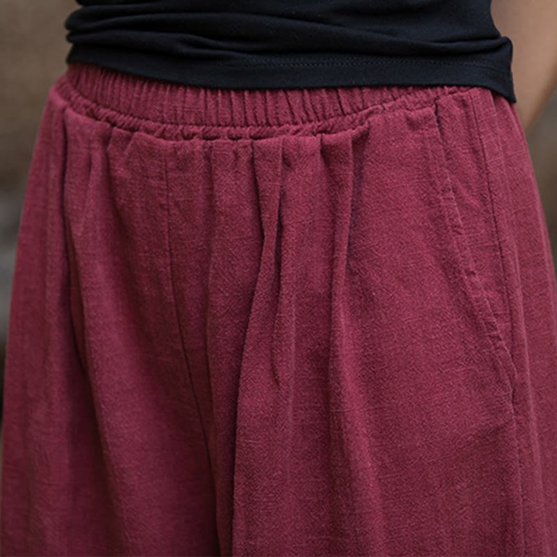 Pantalon large rétro Buddha Stones Pantalon de yoga décontracté pour femme avec poches