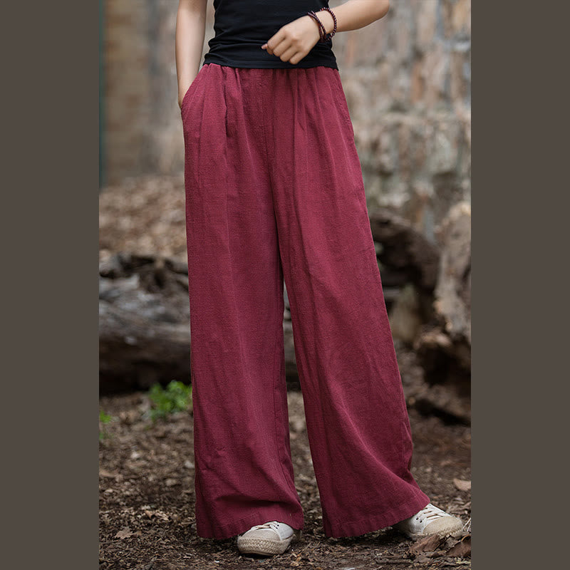 Pantalon large rétro Buddha Stones Pantalon de yoga décontracté pour femme avec poches