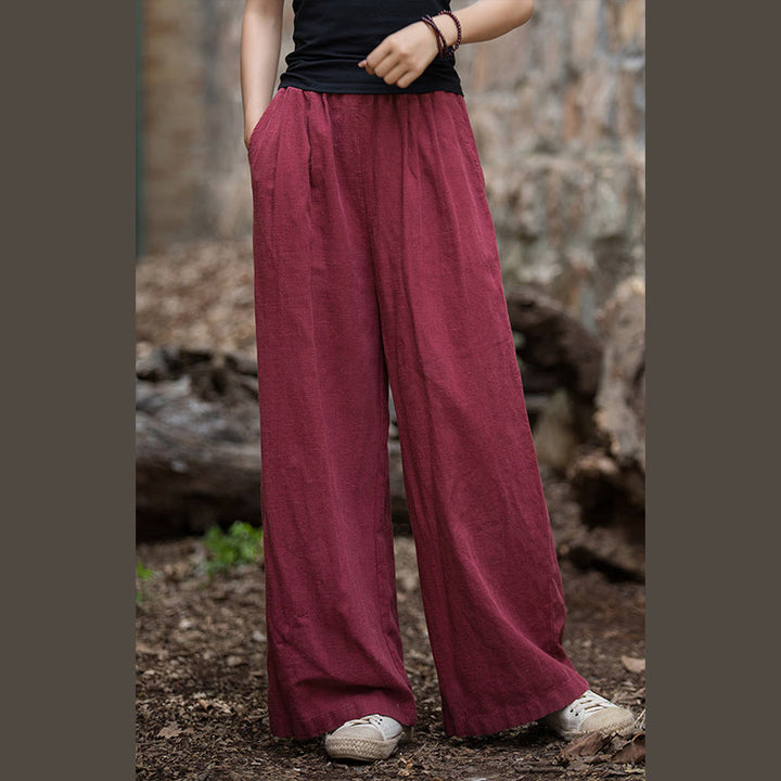 Pantalon large rétro Buddha Stones Pantalon de yoga décontracté pour femme avec poches