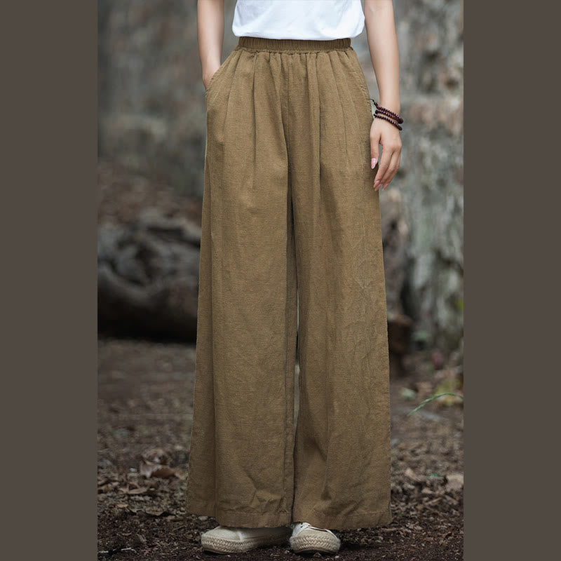 Pantalon large rétro Buddha Stones Pantalon de yoga décontracté pour femme avec poches