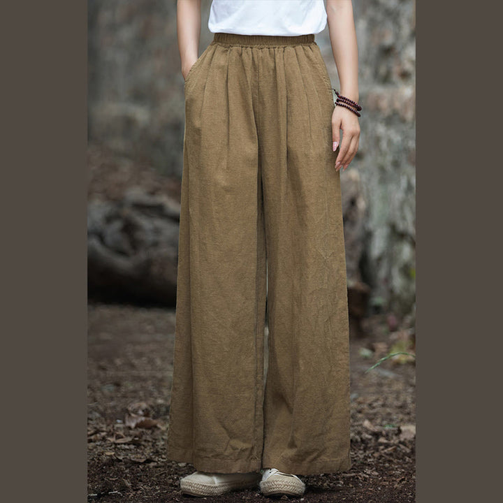 Pantalon large rétro Buddha Stones Pantalon de yoga décontracté pour femme avec poches