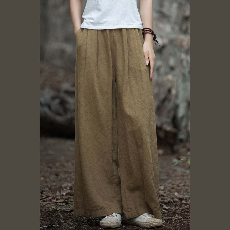 Pantalon large rétro Buddha Stones Pantalon de yoga décontracté pour femme avec poches
