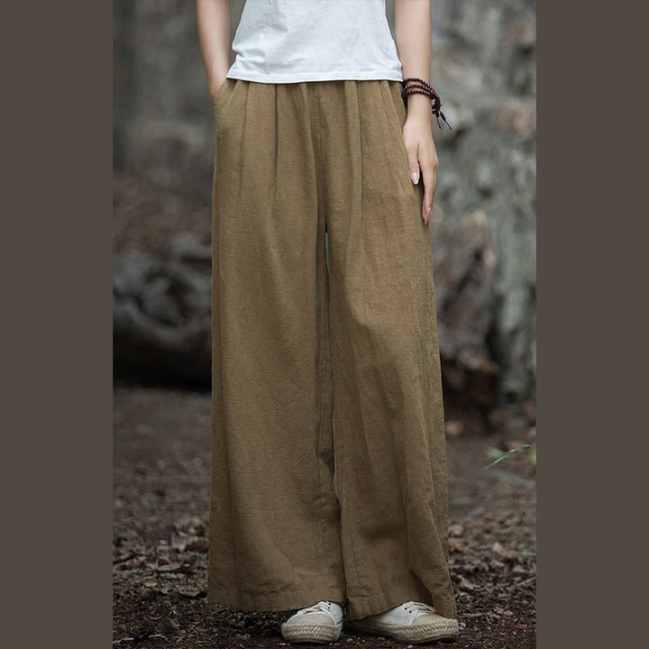 Pantalon large rétro Buddha Stones Pantalon de yoga décontracté pour femme avec poches