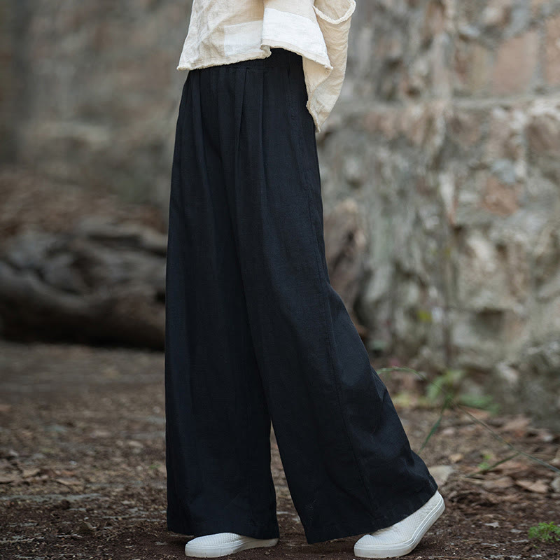 Pantalon large rétro Buddha Stones Pantalon de yoga décontracté pour femme avec poches