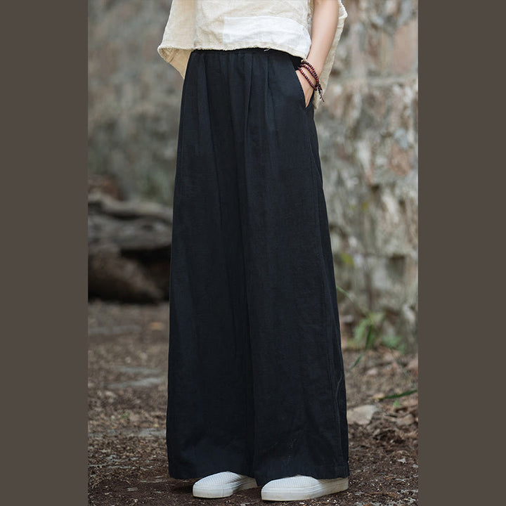 Pantalon large rétro Buddha Stones Pantalon de yoga décontracté pour femme avec poches