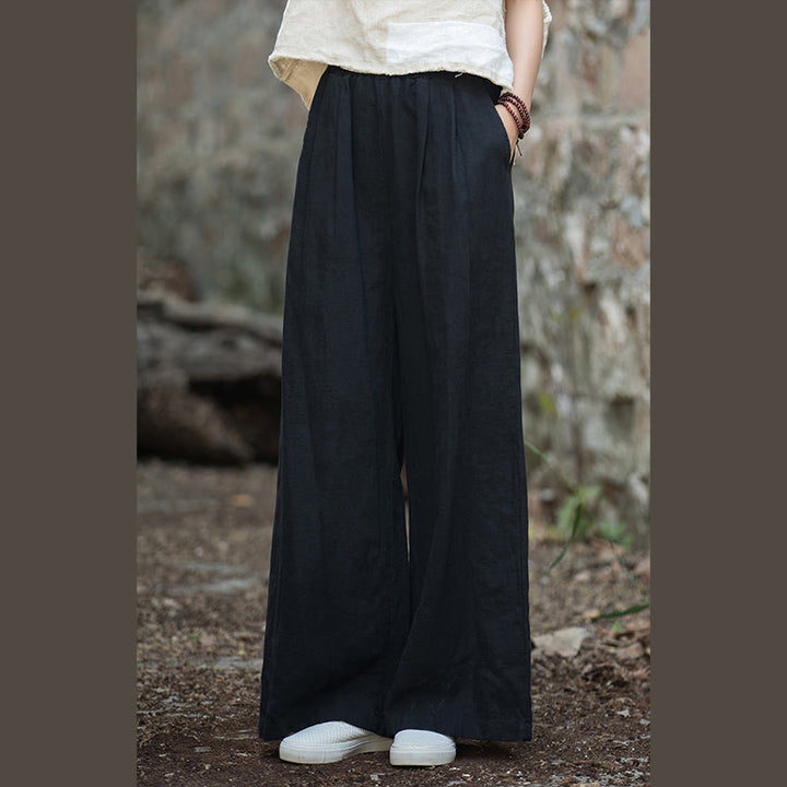 Pantalon large rétro Buddha Stones Pantalon de yoga décontracté pour femme avec poches