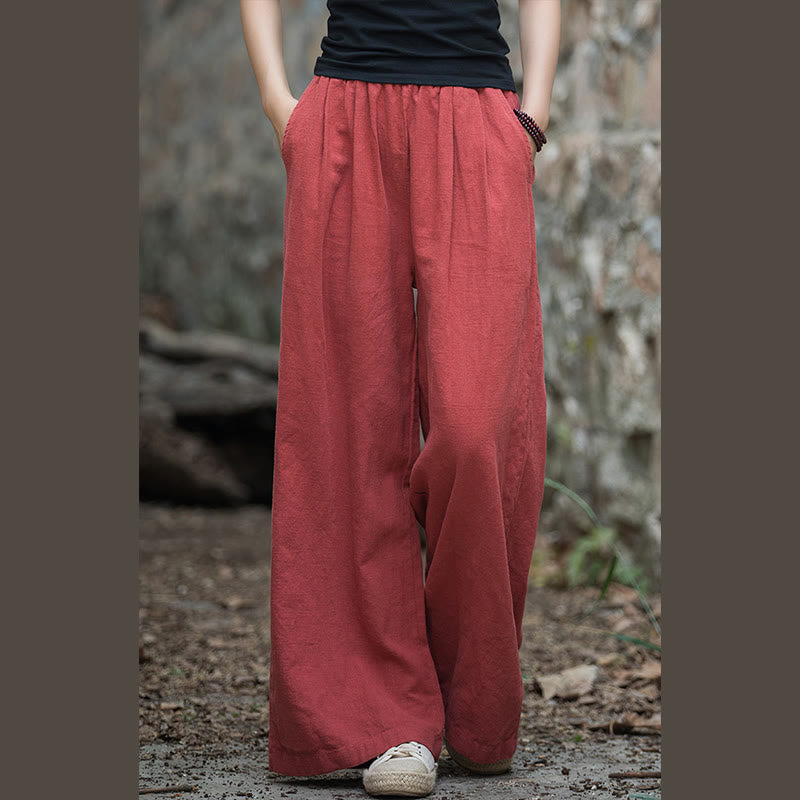 Pantalon large rétro Buddha Stones Pantalon de yoga décontracté pour femme avec poches