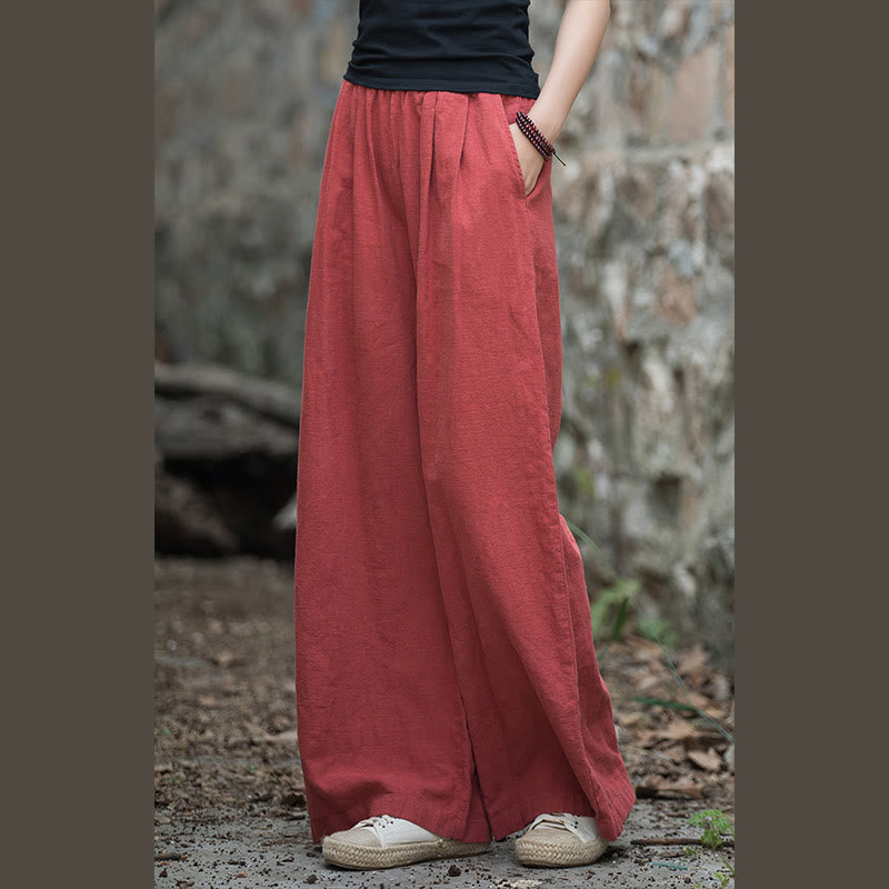 Pantalon large rétro Buddha Stones Pantalon de yoga décontracté pour femme avec poches
