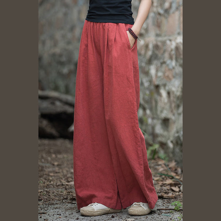 Pantalon large rétro Buddha Stones Pantalon de yoga décontracté pour femme avec poches