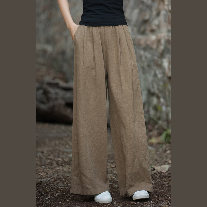 Pantalon large rétro Buddha Stones Pantalon de yoga décontracté pour femme avec poches