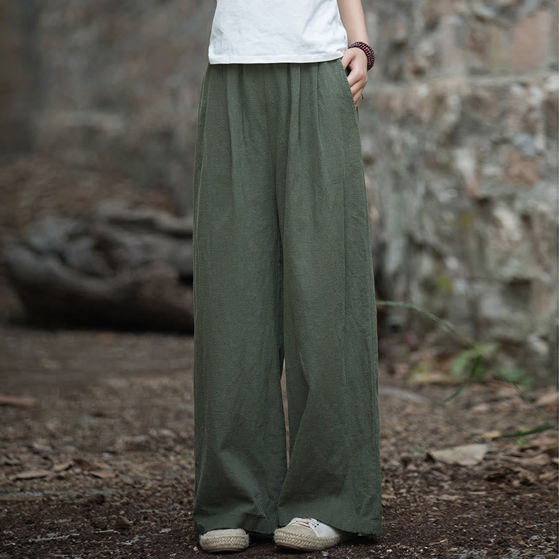 Pantalon large rétro Buddha Stones Pantalon de yoga décontracté pour femme avec poches