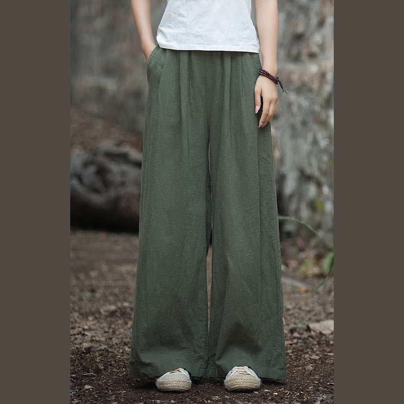 Pantalon large rétro Buddha Stones Pantalon de yoga décontracté pour femme avec poches