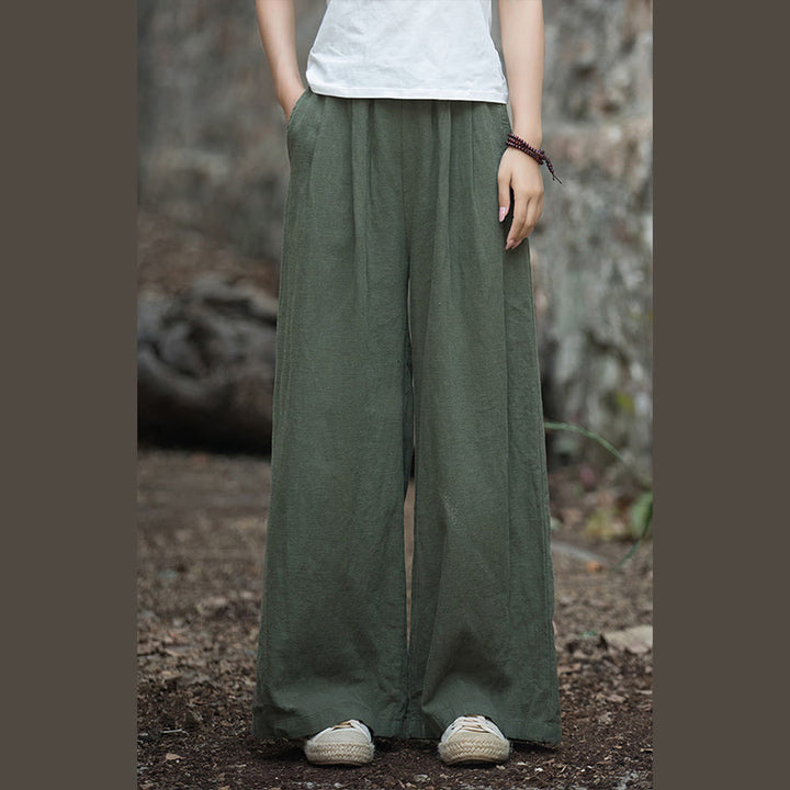 Pantalon large rétro Buddha Stones Pantalon de yoga décontracté pour femme avec poches