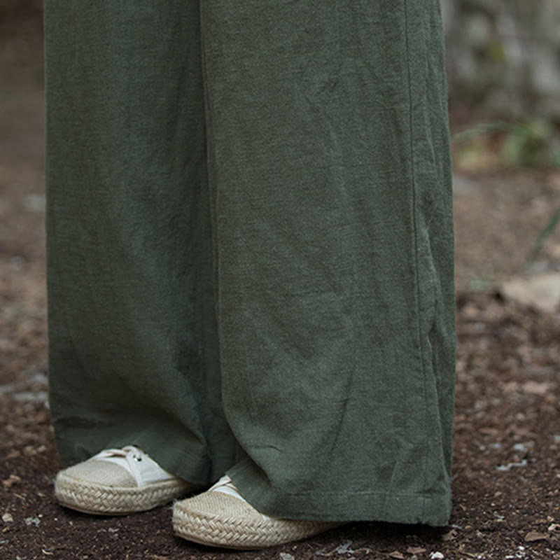 Pantalon large rétro Buddha Stones Pantalon de yoga décontracté pour femme avec poches