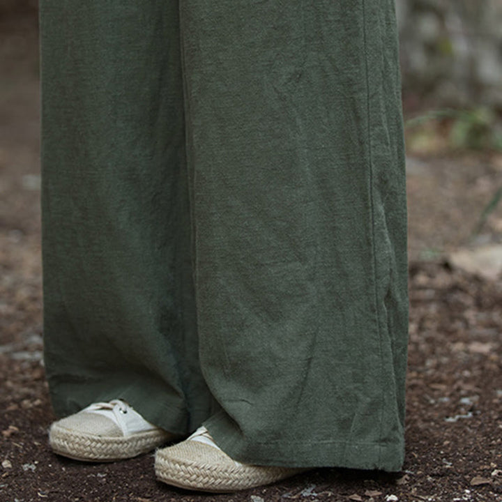 Pantalon large rétro Buddha Stones Pantalon de yoga décontracté pour femme avec poches