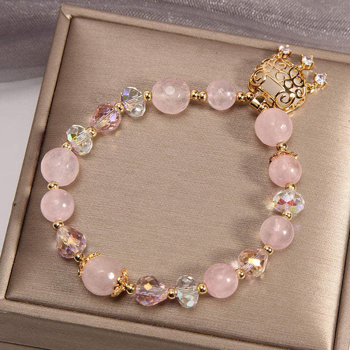 Bracelet de protection apaisant en cristal rose naturel Buddha Stones