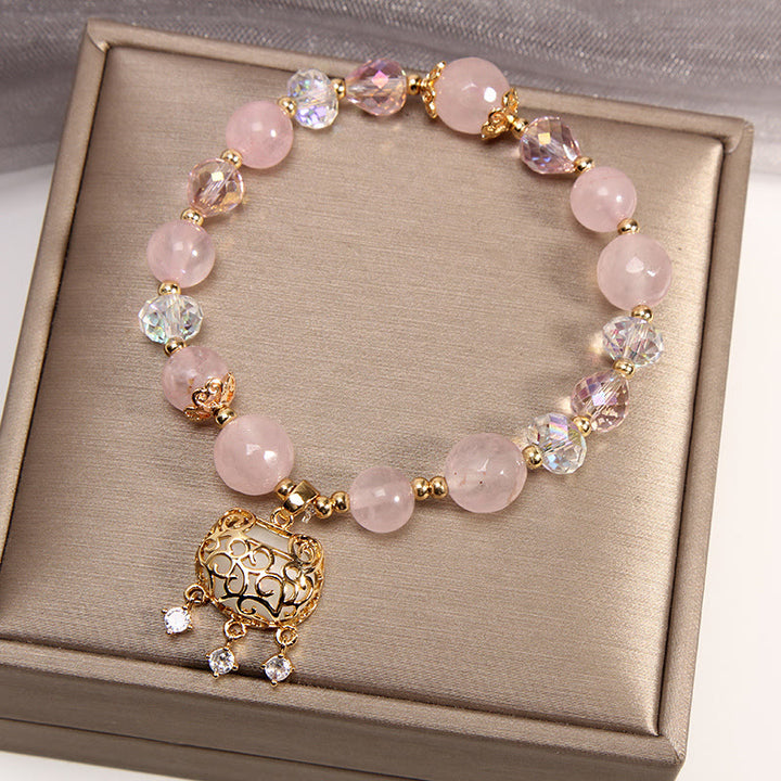 Bracelet de protection apaisant en cristal rose naturel Buddha Stones