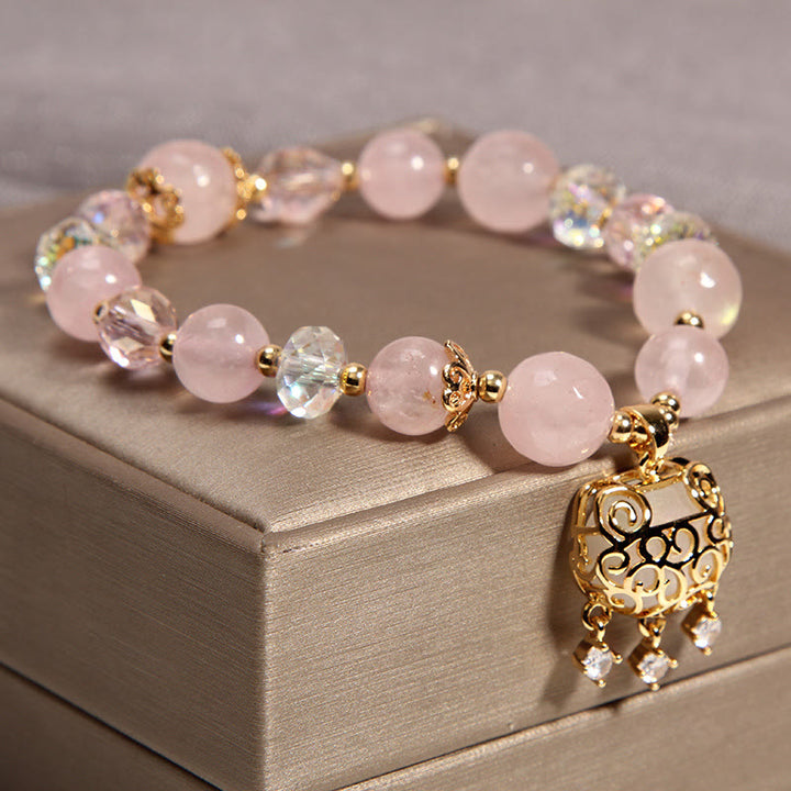 Bracelet de protection apaisant en cristal rose naturel Buddha Stones