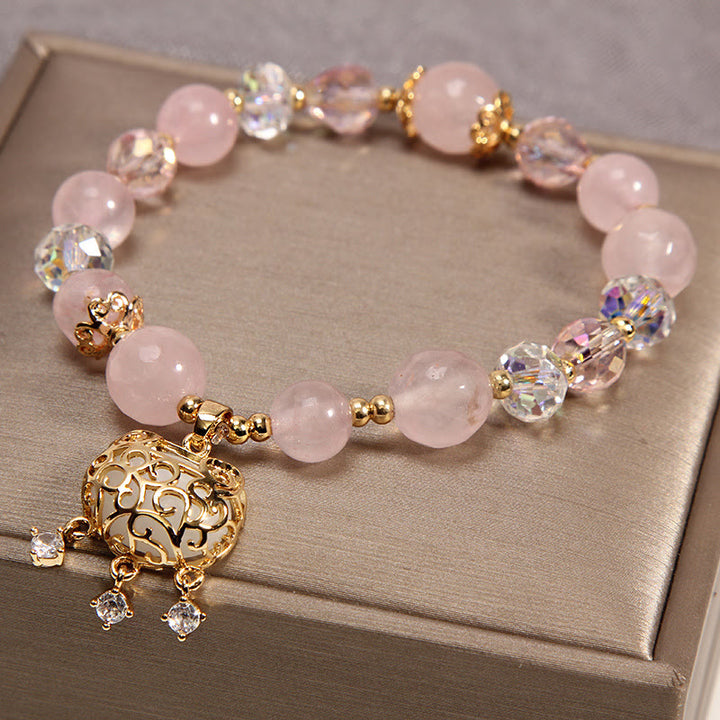Bracelet de protection apaisant en cristal rose naturel Buddha Stones