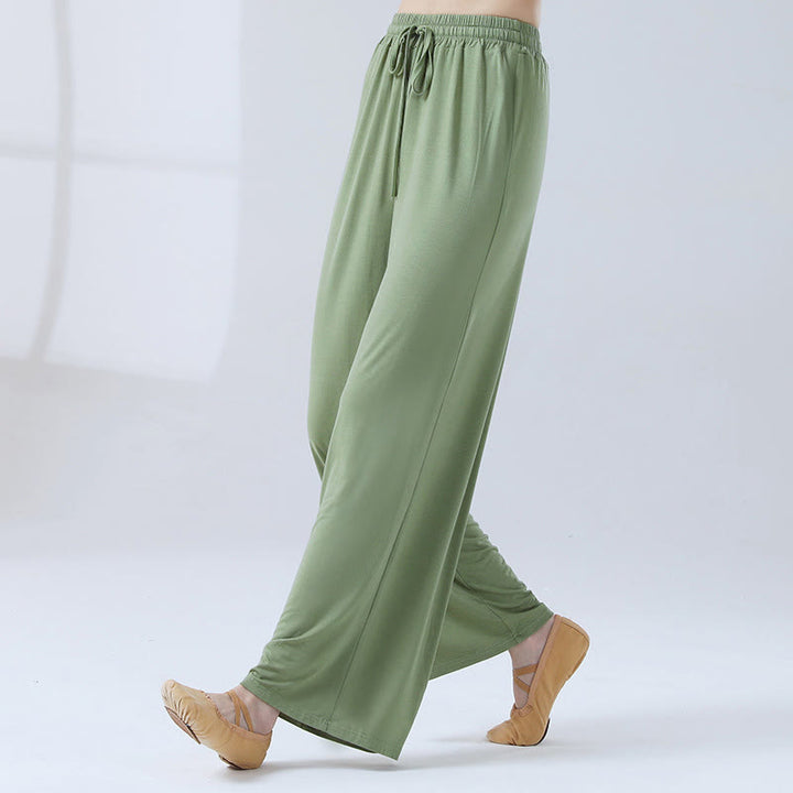 Pantalon ample à jambes larges avec cordon de serrage en modal Buddha Stones pour le yoga et la danse - Vert clair - US12，UK/AU16，EU44 (3XL) - image 1