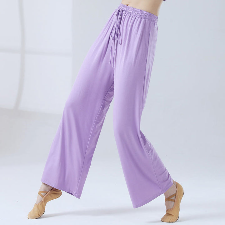 Pantalon ample à jambes larges avec cordon de serrage en modal Buddha Stones pour le yoga et la danse - Violet - US12，UK/AU16，EU44 (3XL) - image 4