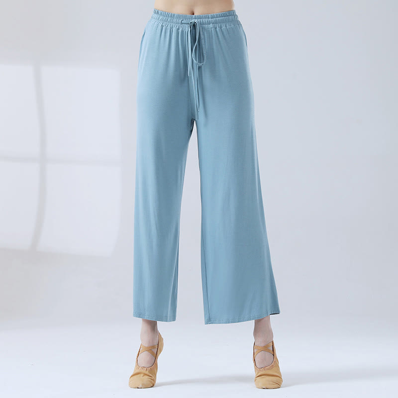 Pantalon ample à jambes larges avec cordon de serrage en modal Buddha Stones pour le yoga et la danse - Bleu - US12，UK/AU16，EU44 (3XL) - image 6