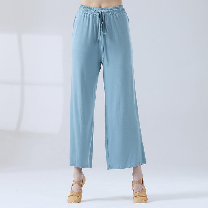 Pantalon ample à jambes larges avec cordon de serrage en modal Buddha Stones pour le yoga et la danse - Bleu - US12，UK/AU16，EU44 (3XL) - image 6
