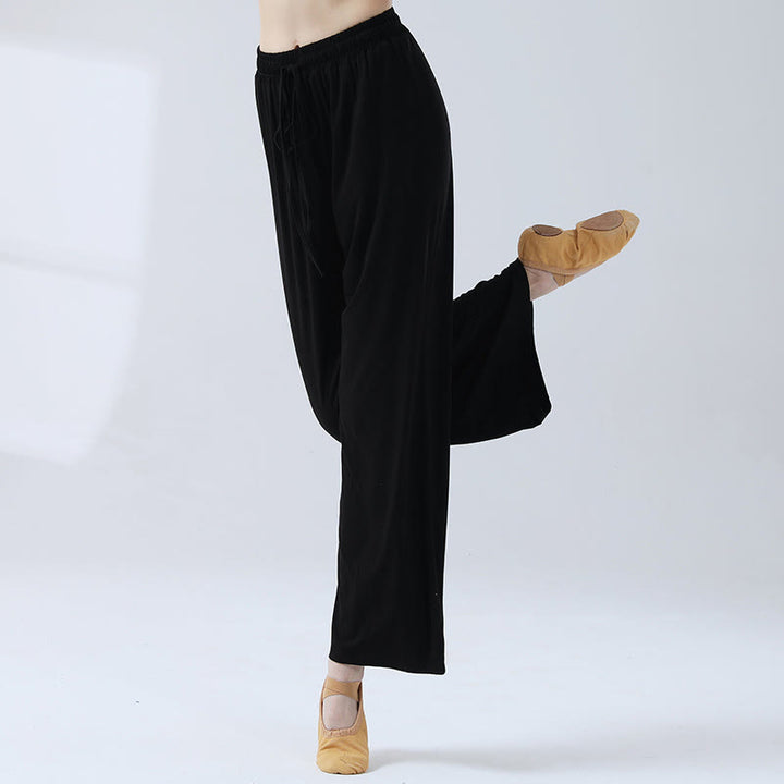 Pantalon ample à jambes larges avec cordon de serrage en modal Buddha Stones pour le yoga et la danse - Noir - US12，UK/AU16，EU44 (3XL) - image 10