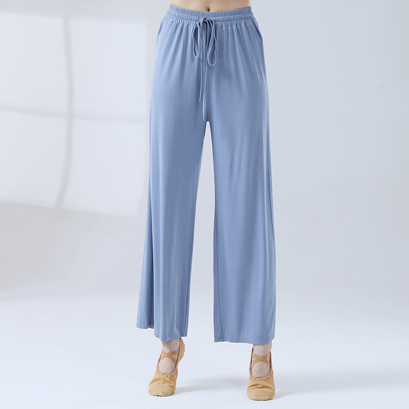 Pantalon ample à jambes larges avec cordon de serrage en modal Buddha Stones pour le yoga et la danse - Bleu marine - US12，UK/AU16，EU44 (3XL) - image 16