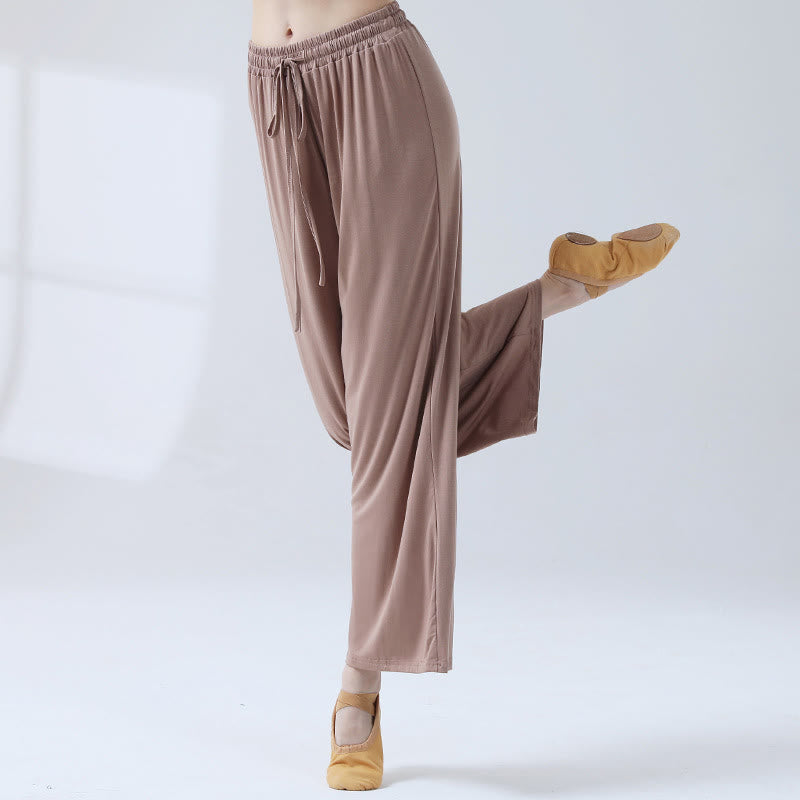 Pantalon ample à jambes larges avec cordon de serrage en modal Buddha Stones pour le yoga et la danse - Kaki - US12，UK/AU16，EU44 (3XL) - image 12