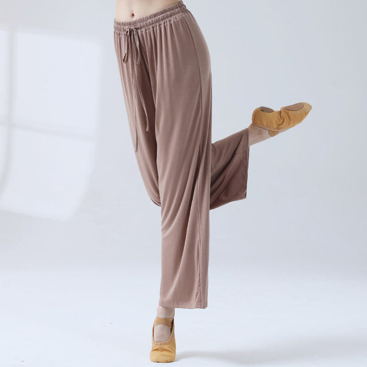 Pantalon ample à jambes larges avec cordon de serrage en modal Buddha Stones pour le yoga et la danse - Kaki - US12，UK/AU16，EU44 (3XL) - image 12