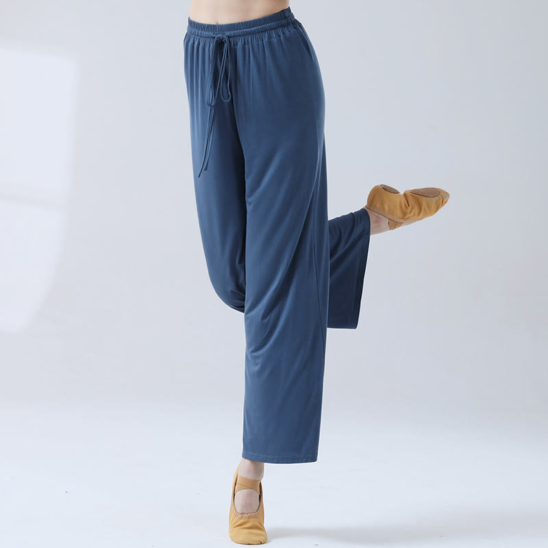 Pantalon ample à jambes larges avec cordon de serrage en modal Buddha Stones pour le yoga et la danse - Bleu royal - US12，UK/AU16，EU44 (3XL) - image 19